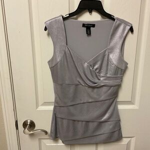 White House Black Market silver metallic sleeveless top.  ECU.  Size S.